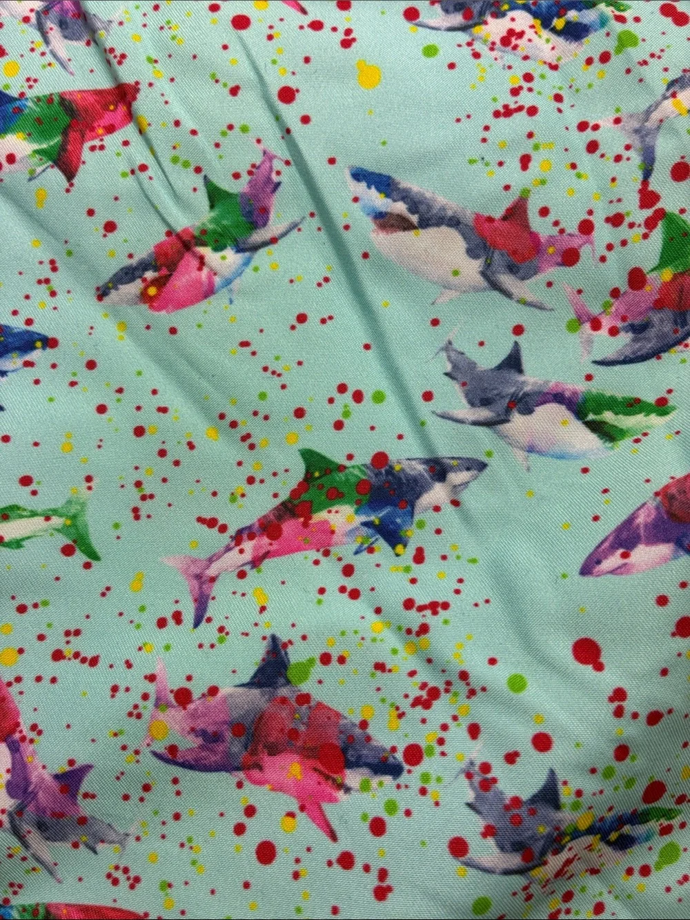 NWT Aeropostale Kids Aqua Multicolor Shark Print Swim Trunks, size 10
